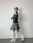 Grey Irregular Ruffle Skirt #250319